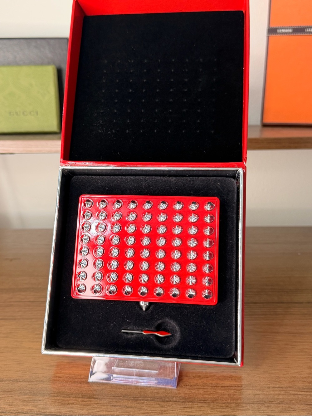 AUTHENTIC - NIB Christian Louboutin Refillable Case - Red with Silver Hardware